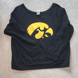 Off the shoulder University of Iowa sweatshirt